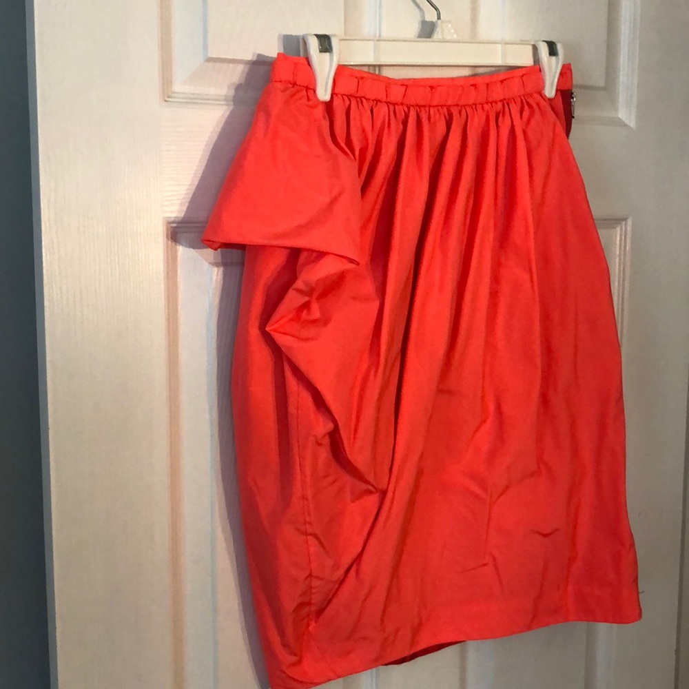 Marc by Marc Jacobs neon coral ruched pencil skirt - Picture 2 of 7